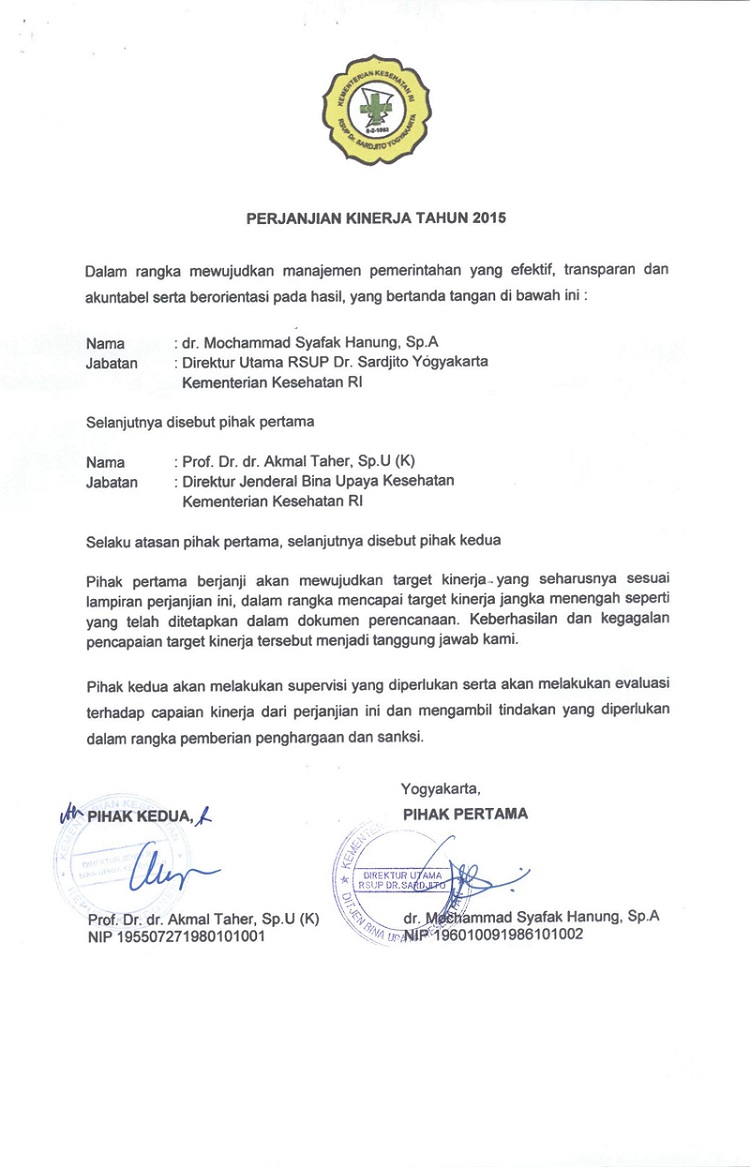 Gambar Perjanjian Kinerja RSUP Dr Sardjito