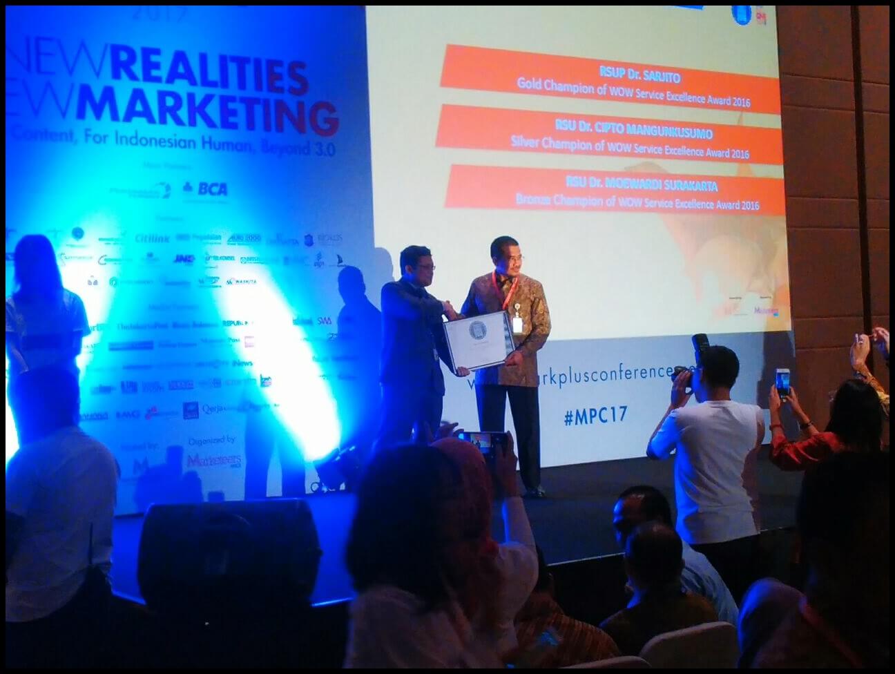 Sardjito Raih Gold Champion of Indonesia WOW Service Excellence Award  Region Jawa 2016
