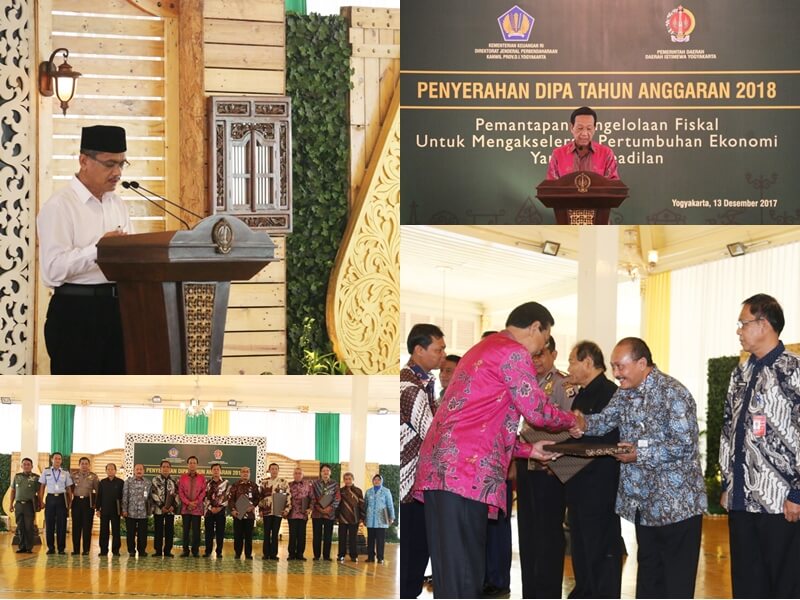 Penyerahan DIPA Tahun Anggaran 2018 Oleh Gubernur DIY di Bangsal Kepatihan Yogyakarta