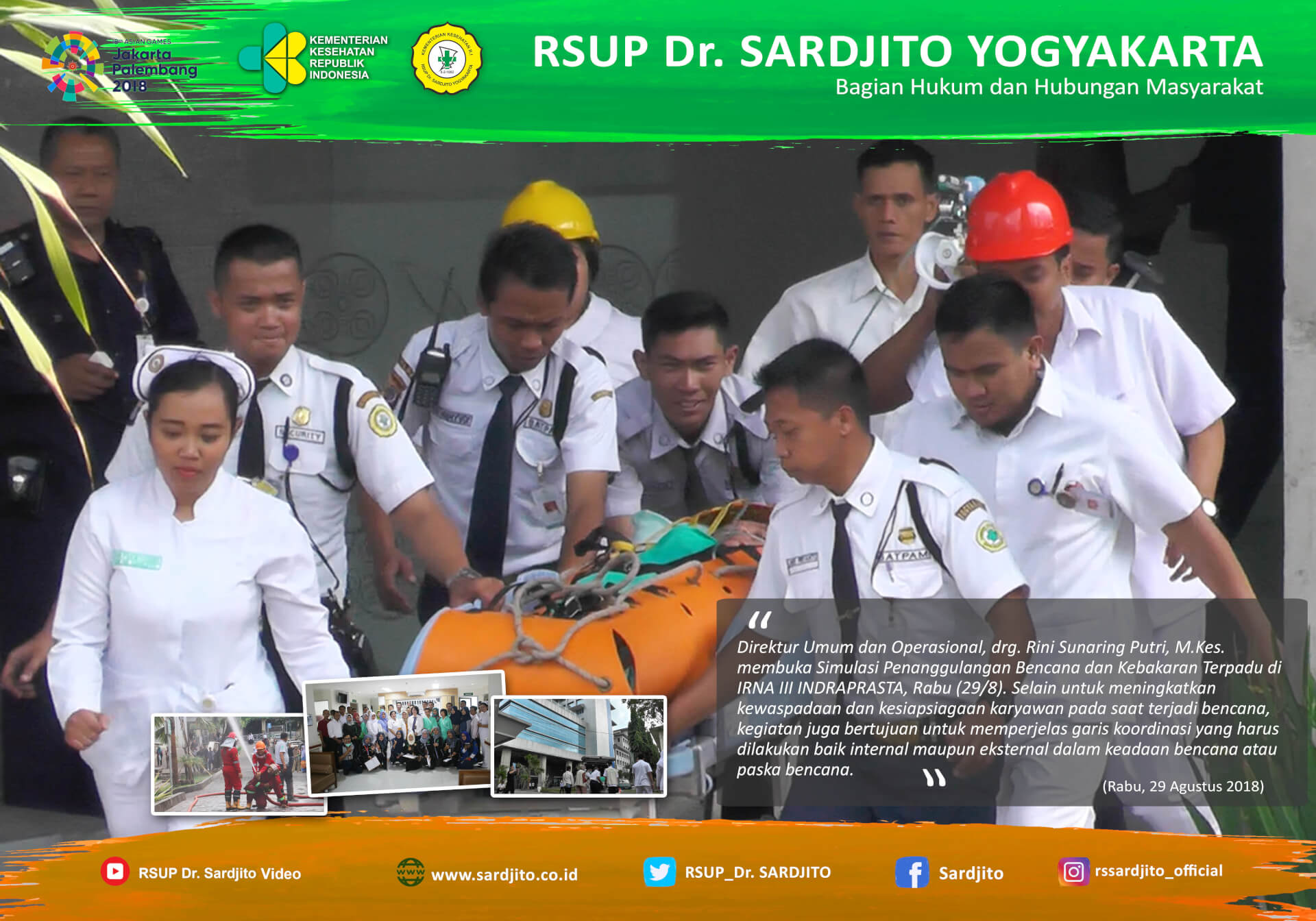 Tingkatkan Kompetensi Civitas Hospitalia, RSUP Dr. Sardjito Gelar Simulasi Penanggangan Bencana dan Kebakaran Terpadu