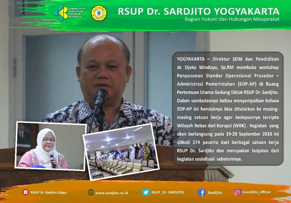 RSUP Dr. Sardjito adakan Workshop Penyusunan Standar Operasional Prosedur – Administrasi Pemerintahan (SOP-AP)