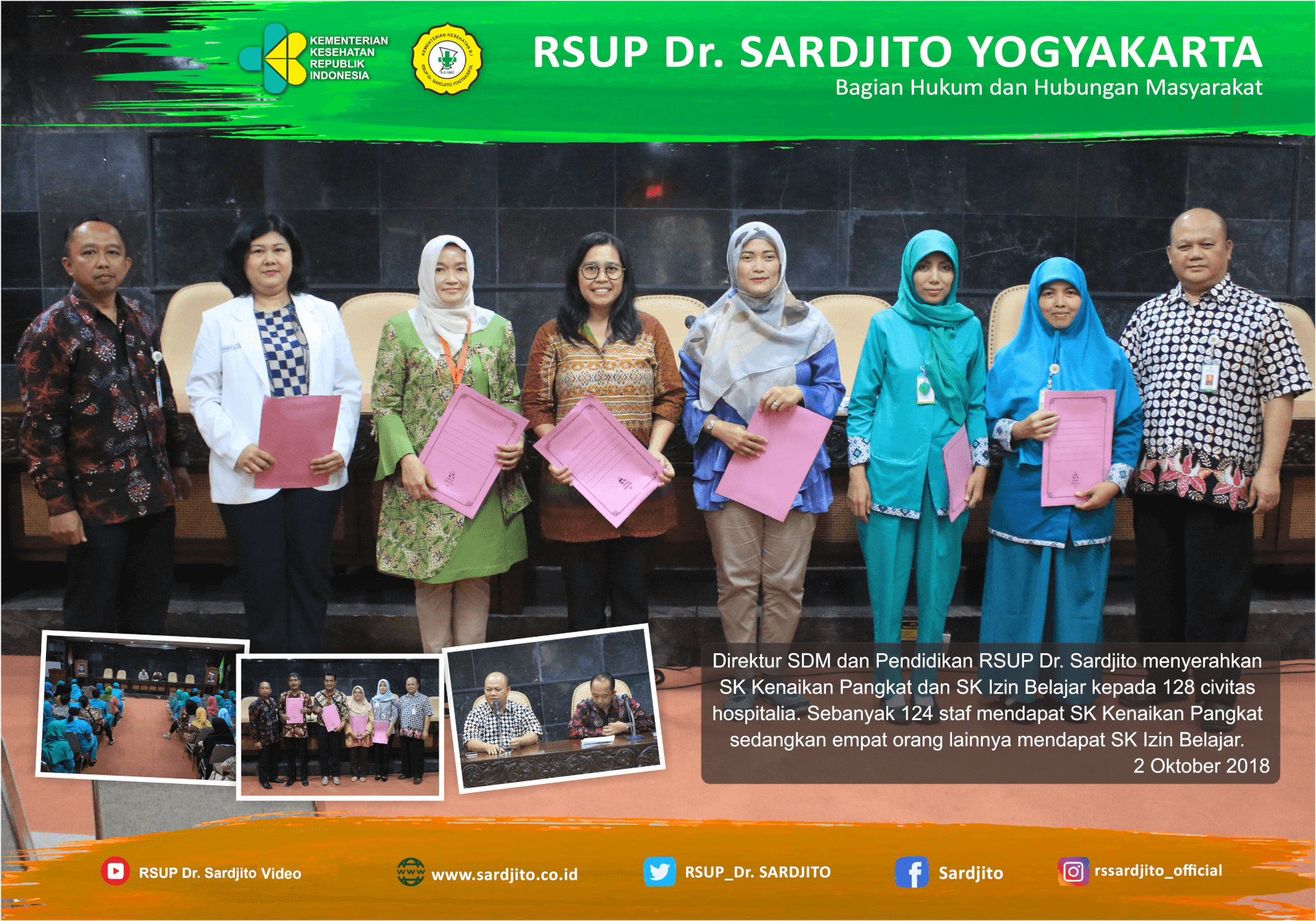 Penyerahan SK Kenaikan Pangkat dan SK Izin Belajar Civitas Hospitalia RSUP Dr. Sardjito