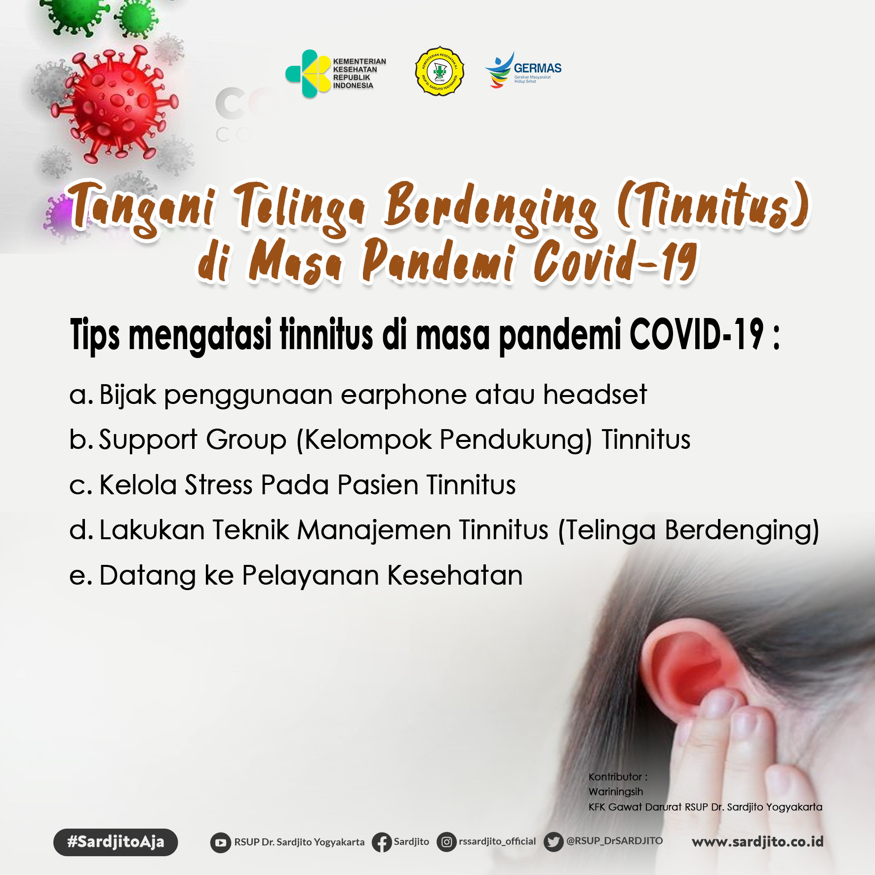 Tangani Telinga Berdenging (Tinnitus) di  Masa Pandemi Covid-19