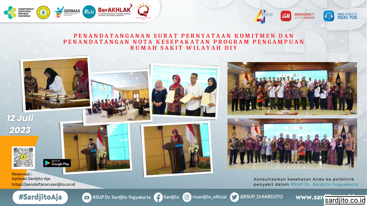 Penandatanganan Surat Pernyataan Komitmen dan Penandatanganan Nota Kesepakatan Program Pengampuan Rumah Sakit di Wilayah DIY