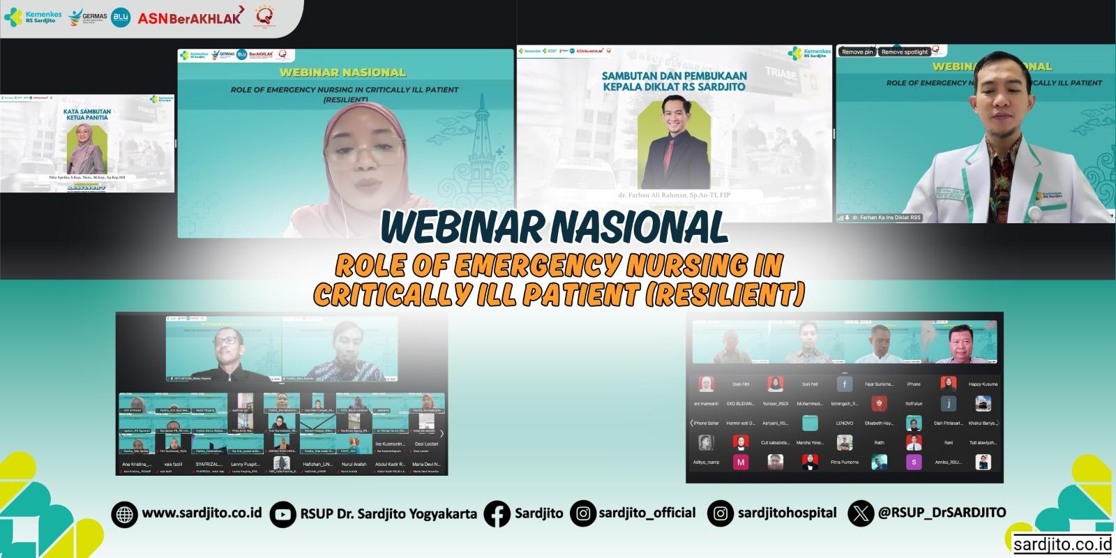 TINGKATKAN KETANGGUHAN PERAWAT GAWAT DARURAT, RS SARDJITO SELENGGARAKAN WEBINAR NASIONAL UNTUK KESELAMATAN PASIEN