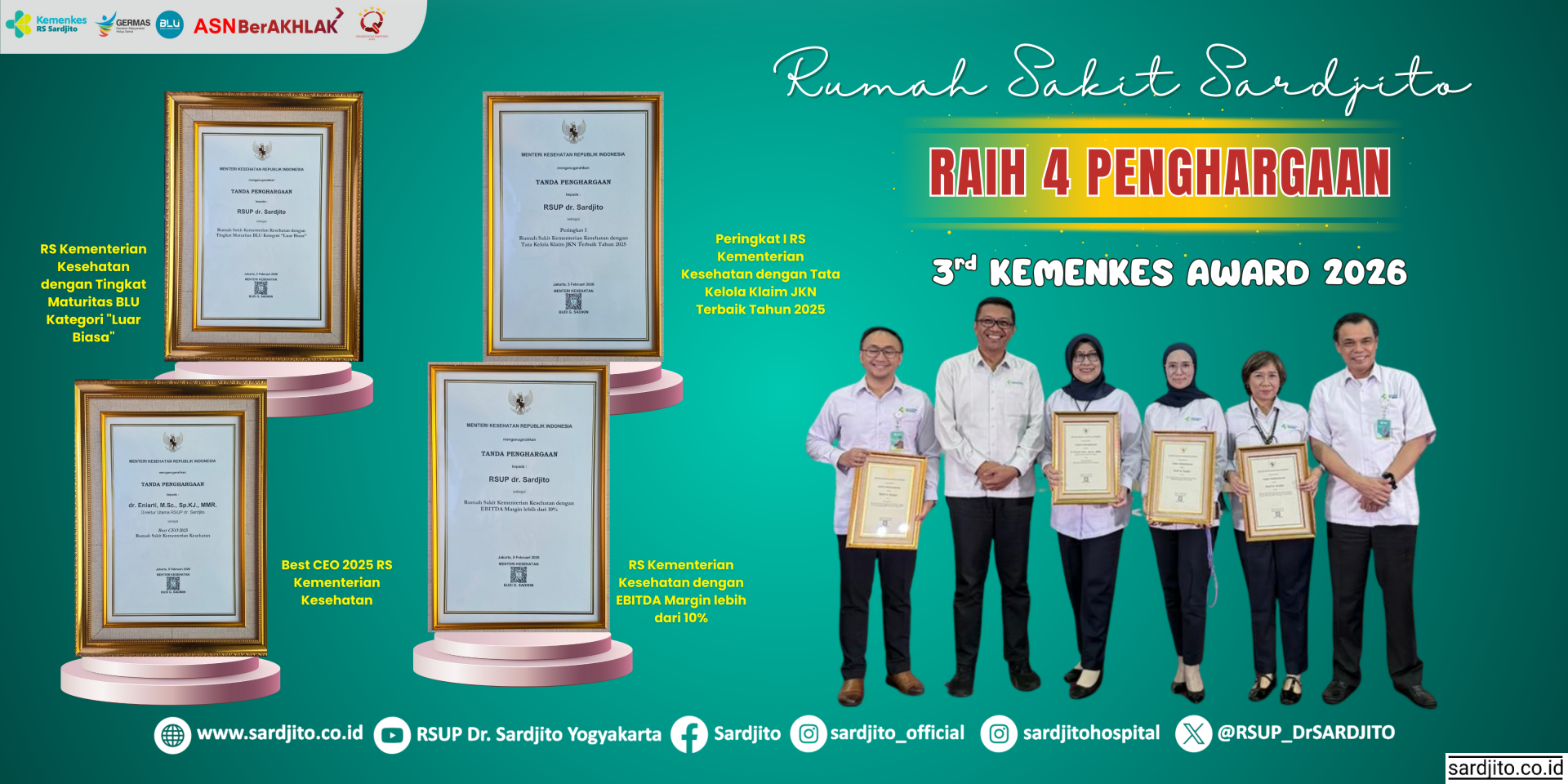 RS SARDJITO RAIH 4 PENGHARGAAN 3rd KEMENKES AWARDS 2026